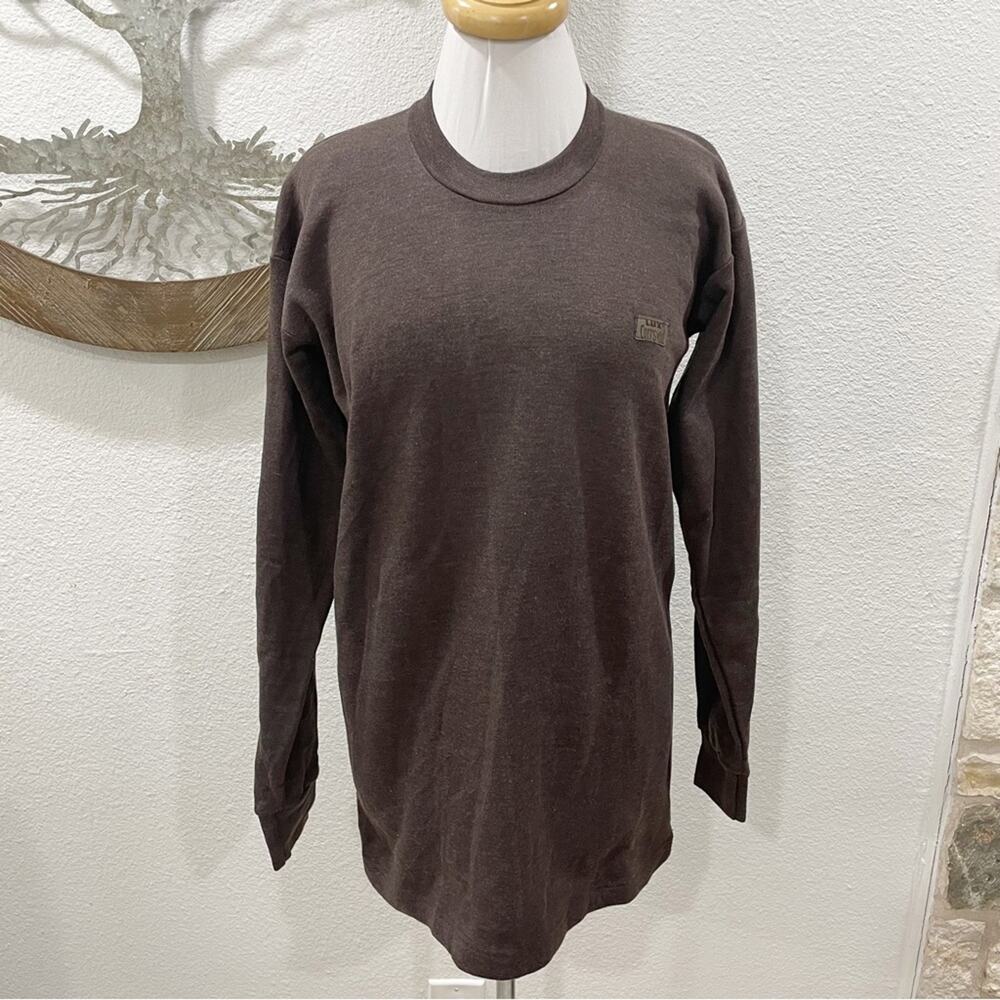 Lux Cott's Wool Crew Neck Long Sleeve Thermal Shirt Baselayer Brown 95 CM L XL